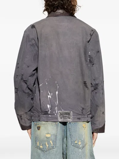 Misbhv Distressed Collared Jacket In Gray
