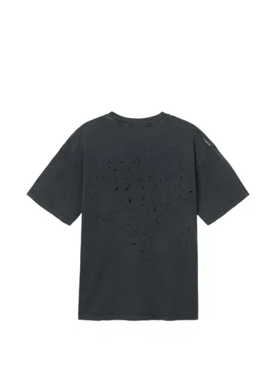 Satisfy Graphic-print Distressed-effect T-shirt In Black