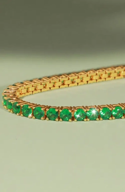 Aurate New York Lab Grown Emerald Baguette Tennis Bracelet In Green