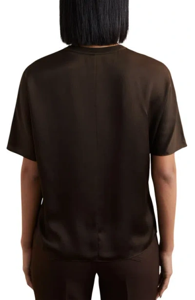 Reiss Womens Chocolate Brown Lena Short-sleeve Silk Top