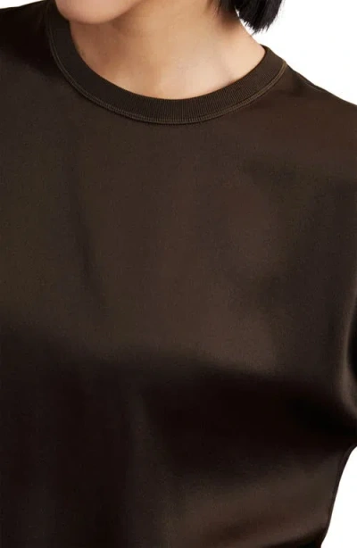 Reiss Womens Chocolate Brown Lena Short-sleeve Silk Top