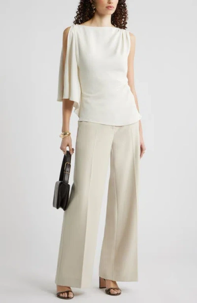 Nordstrom Single Split Sleeve Wool Blend Crepe Top In White