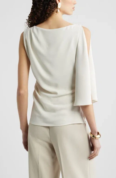 Nordstrom Single Split Sleeve Wool Blend Crepe Top In White
