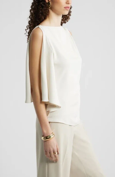 Nordstrom Single Split Sleeve Wool Blend Crepe Top In White