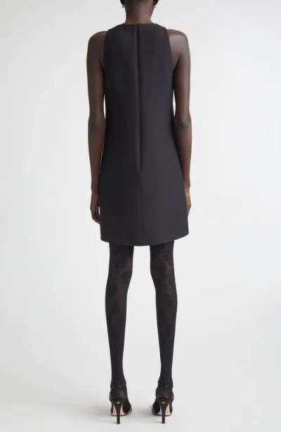 Valentino Garavani Rhinestone Snake Embroidery Crepe Couture Short Dress In Black
