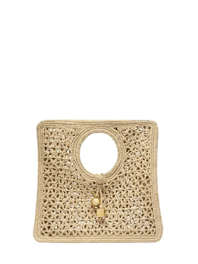 Jacquemus Small The Spiaggia Circular-handle Crochet Tote Bag In Neutral