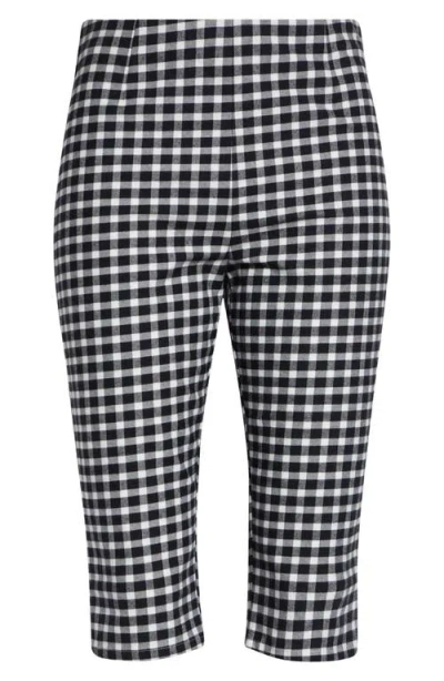 Posse Chiara Cropped Checked Cotton-blend Capri Pants In Black