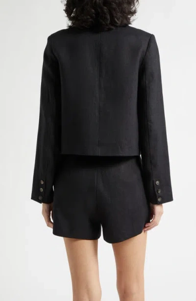 Posse Emma Button-front Linen Jacket In Black