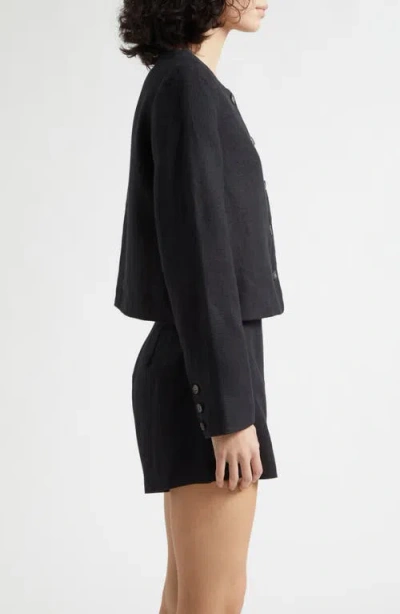 Posse Emma Button-front Linen Jacket In Black
