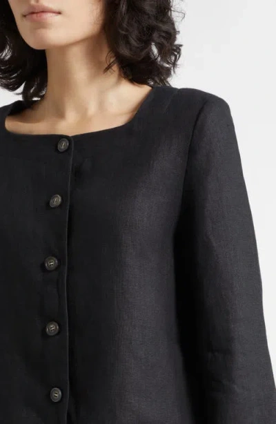 Posse Emma Button-front Linen Jacket In Black