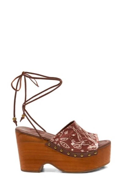 Free People Front Row Wraparound Ankle Strap Platform Sandal In Multi