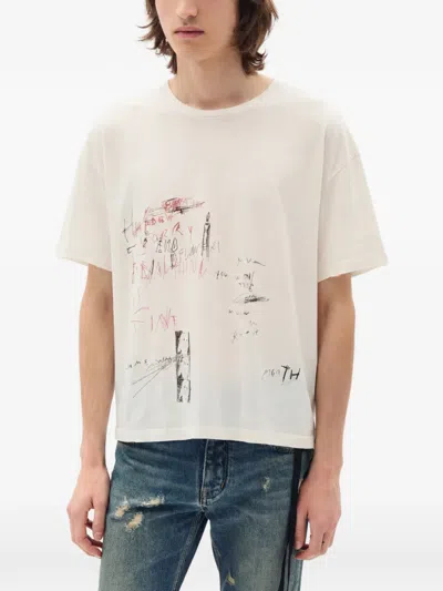 Ann Demeulemeester Everything Is Fine Sketch T-shirt In Neutral