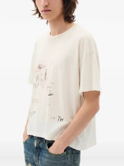 Ann Demeulemeester Everything Is Fine Sketch T-shirt In Neutral