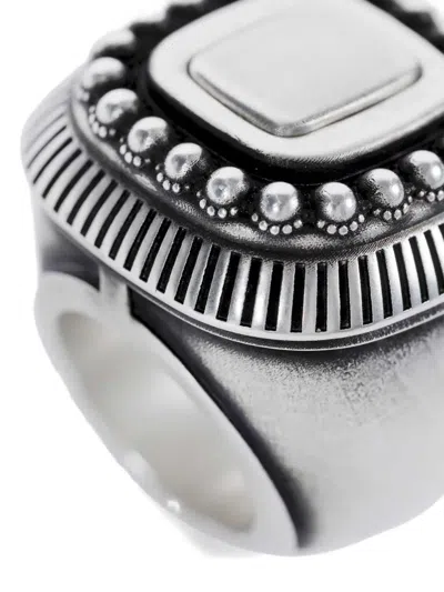 Ann Demeulemeester Char Wide Ring With Spheres In Black