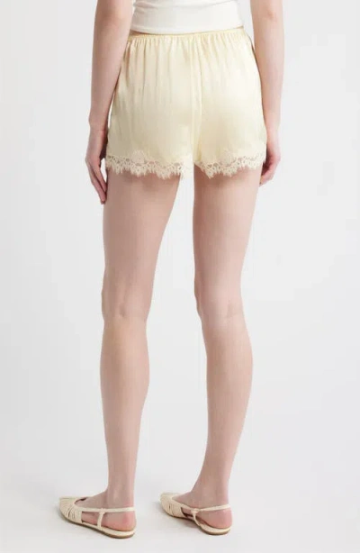 Doen Iona Lace-trimmed Silk-satin Shorts In Yellow