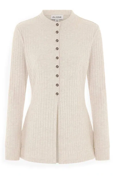 Aligne Daphne Rib Cardigan In White