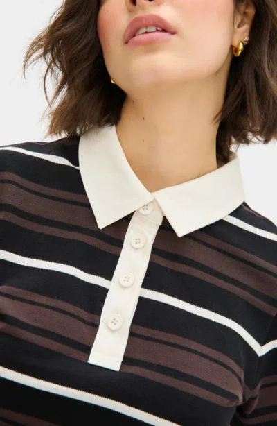 Aligne Maiden Stripe Polo In Black