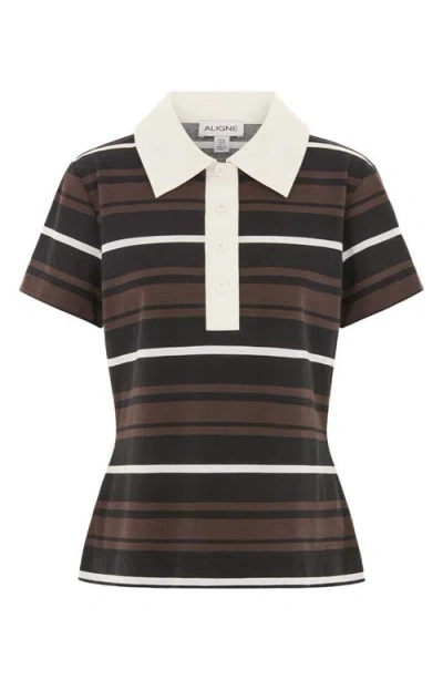 Aligne Maiden Stripe Polo In Black