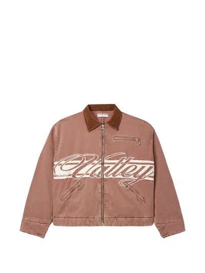 Vale Cursive Trucker Jacket In Neutral