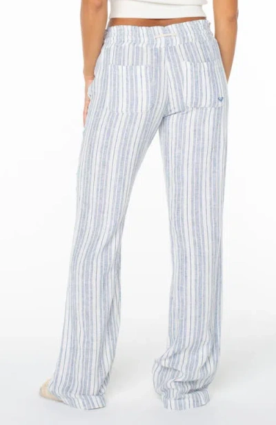 Roxy Oceanside Stripe Linen Blend Pants In White