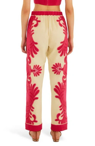 Farm Rio Spring Arabesc Cutwork Pants In Multi