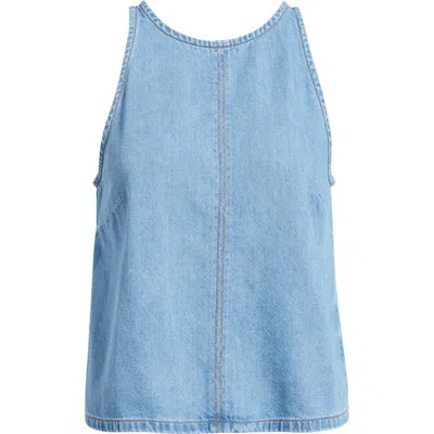 Madewell Airy Denim Halter Shell Top Clean Soft Sky In Blue