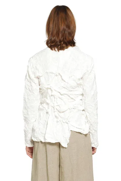 Comme Des Garçons Ruffled Long Sleeve T-shirt In White