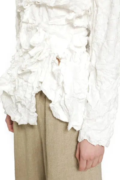 Comme Des Garçons Ruffled Long Sleeve T-shirt In White