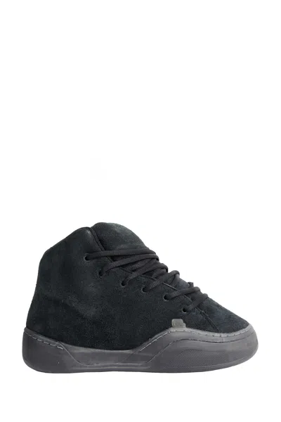 Erl Mid Vamp Black Sneakers With Logo Lettering On The Tongue In Suede Man