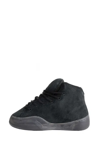 Erl Mid Vamp Black Sneakers With Logo Lettering On The Tongue In Suede Man