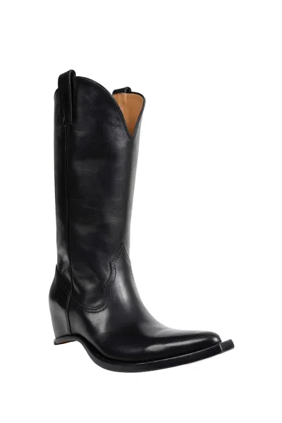 Maison Margiela Heel-less Western Leather Boots In Black