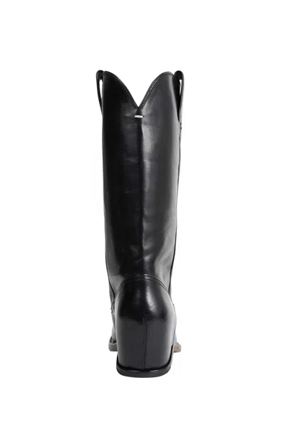 Maison Margiela Heel-less Western Leather Boots In Black