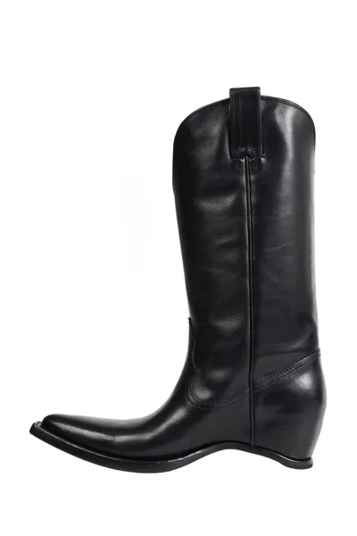 Maison Margiela Heel-less Western Leather Boots In Black