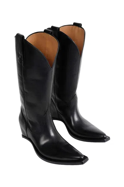 Maison Margiela Heel-less Western Leather Boots In Black