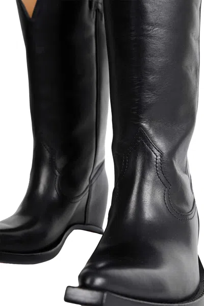Maison Margiela Heel-less Western Leather Boots In Black