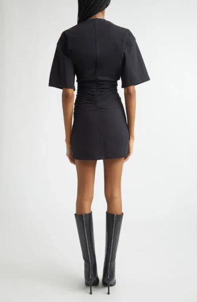 Alexander Wang Gathered T-shirt Dress With Continuous Loop Zipper In Black