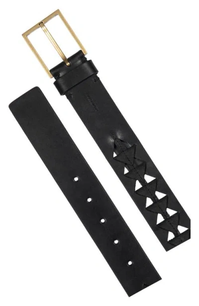 Allsaints Triangle Slice Leather Belt In Black