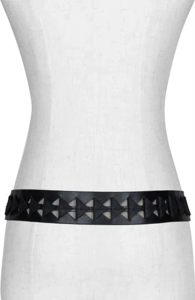 Allsaints Triangle Slice Leather Belt In Black