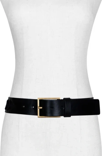 Allsaints Triangle Slice Leather Belt In Black