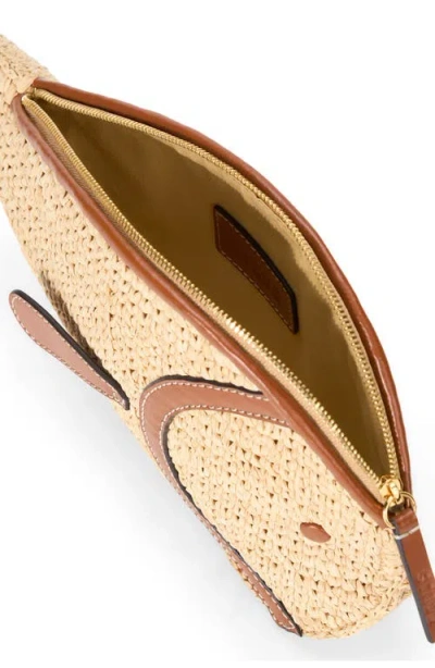 Staud Pesce Leather-trimmed Raffia Clutch In Neutral
