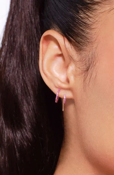 Lana 14k Yellow Gold Pink Sapphire Hooked On Hoops Threader Earrings