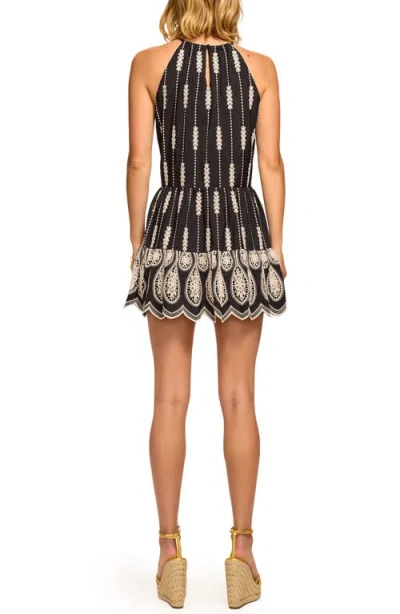 Ramy Brook Kaelyn Embroidered High Neck Mini Dress In Black