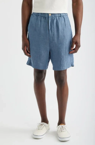 Madewell Regular Fit Linen 6.5 Pull On Shorts In Blue