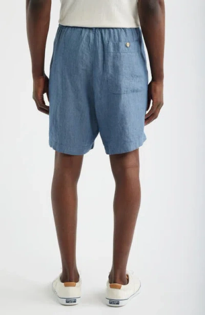 Madewell Regular Fit Linen 6.5 Pull On Shorts In Blue