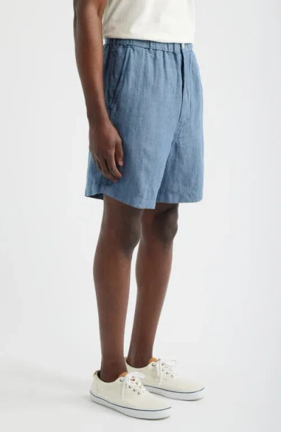 Madewell Regular Fit Linen 6.5 Pull On Shorts In Blue