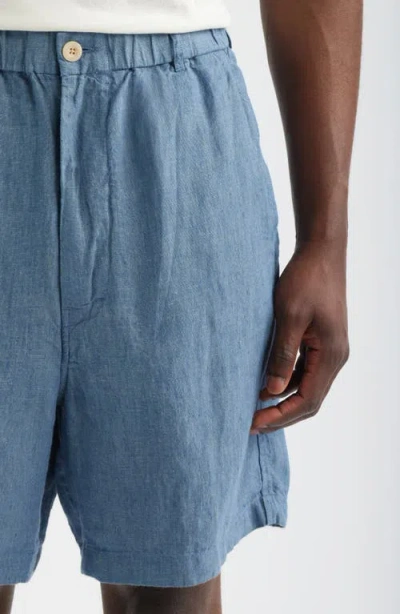 Madewell Regular Fit Linen 6.5 Pull On Shorts In Blue