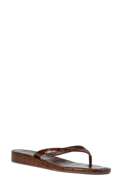 Loeffler Randall Lina Croc-effect Leather Thong Sandals In Brown