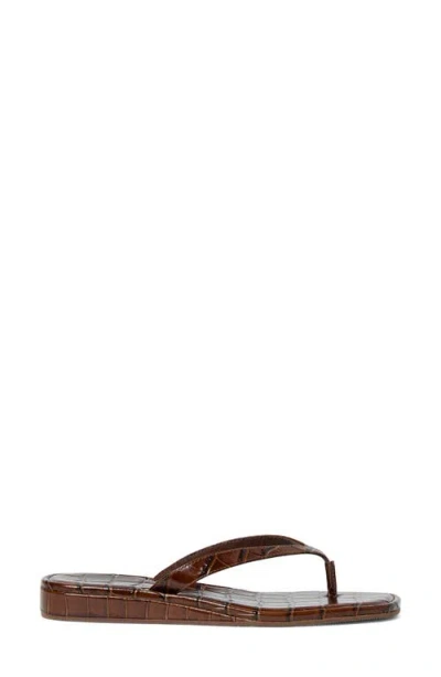 Loeffler Randall Lina Croc-effect Leather Thong Sandals In Brown