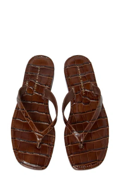 Loeffler Randall Lina Croc-effect Leather Thong Sandals In Brown
