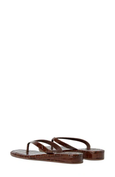 Loeffler Randall Lina Croc-effect Leather Thong Sandals In Brown